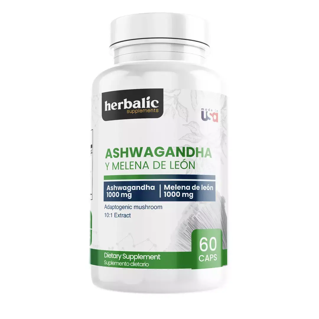 Ashwagandha con melena de león suplemento natural en Barranquilla