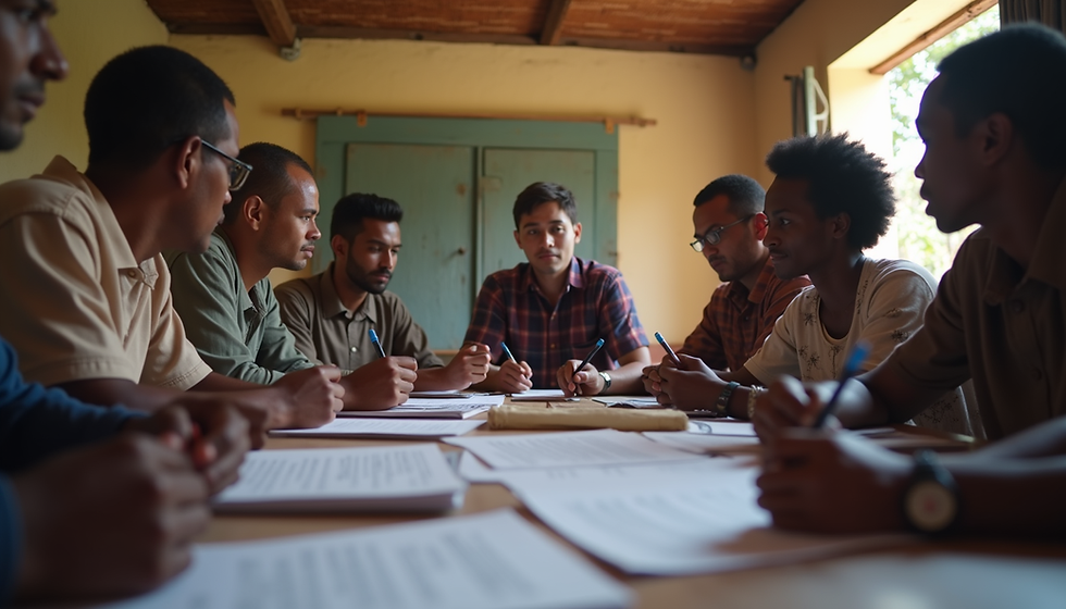 Community members engaging with research findings in a local meeting