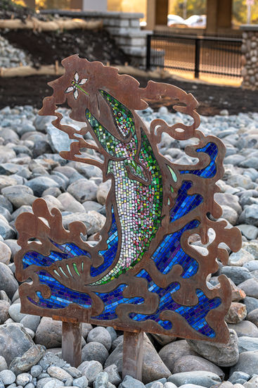 Salmon fish Glass Sculpture