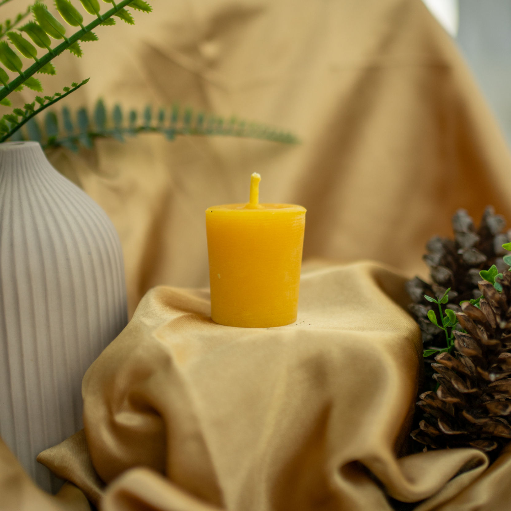 Beeswax candle votive