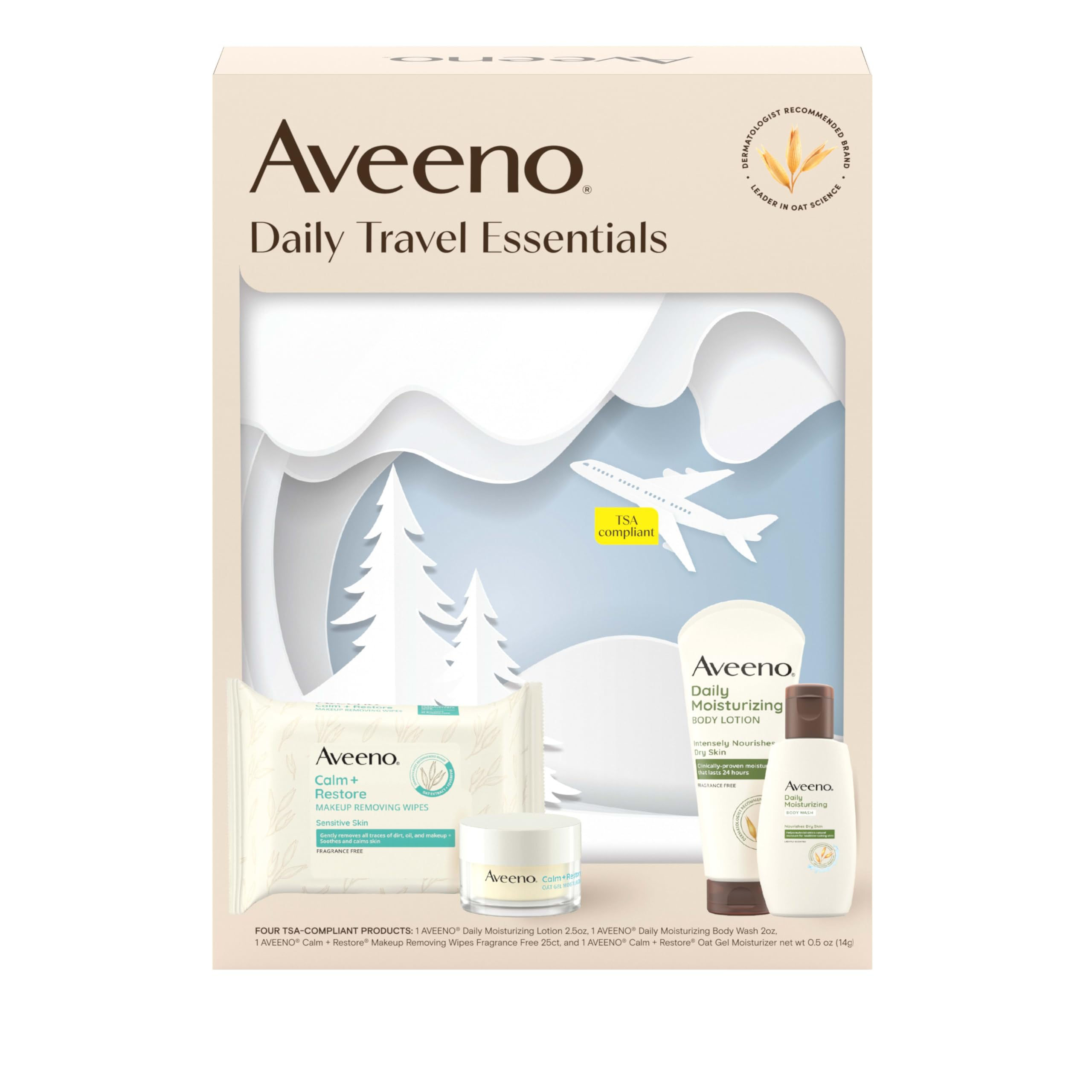Aveeno Daily Travel Essentials Gift Set with Daily Moisturizing Lotion, Daily...