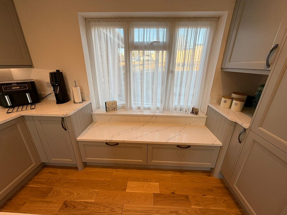 Window seat with storage in modern kitchens in Seaton