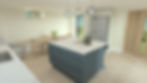 Sheraton Contemporary kitchen Cullompton with blue island and dining set