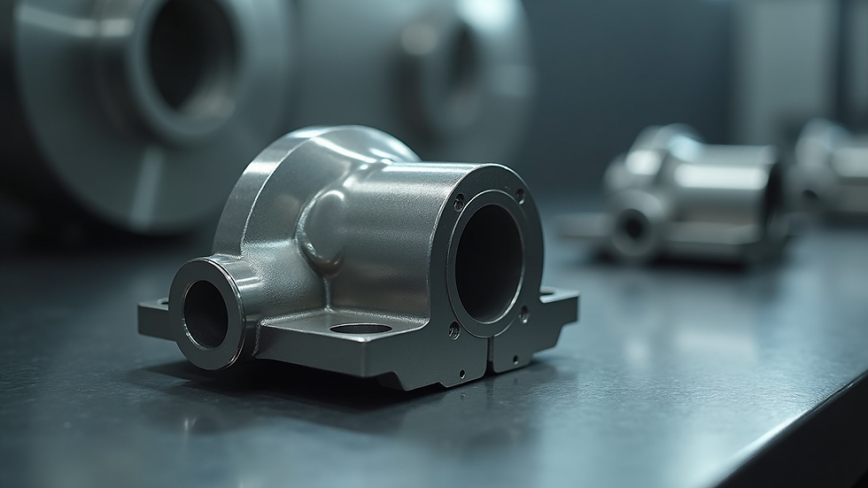 Close-up view of a stainless steel casting component