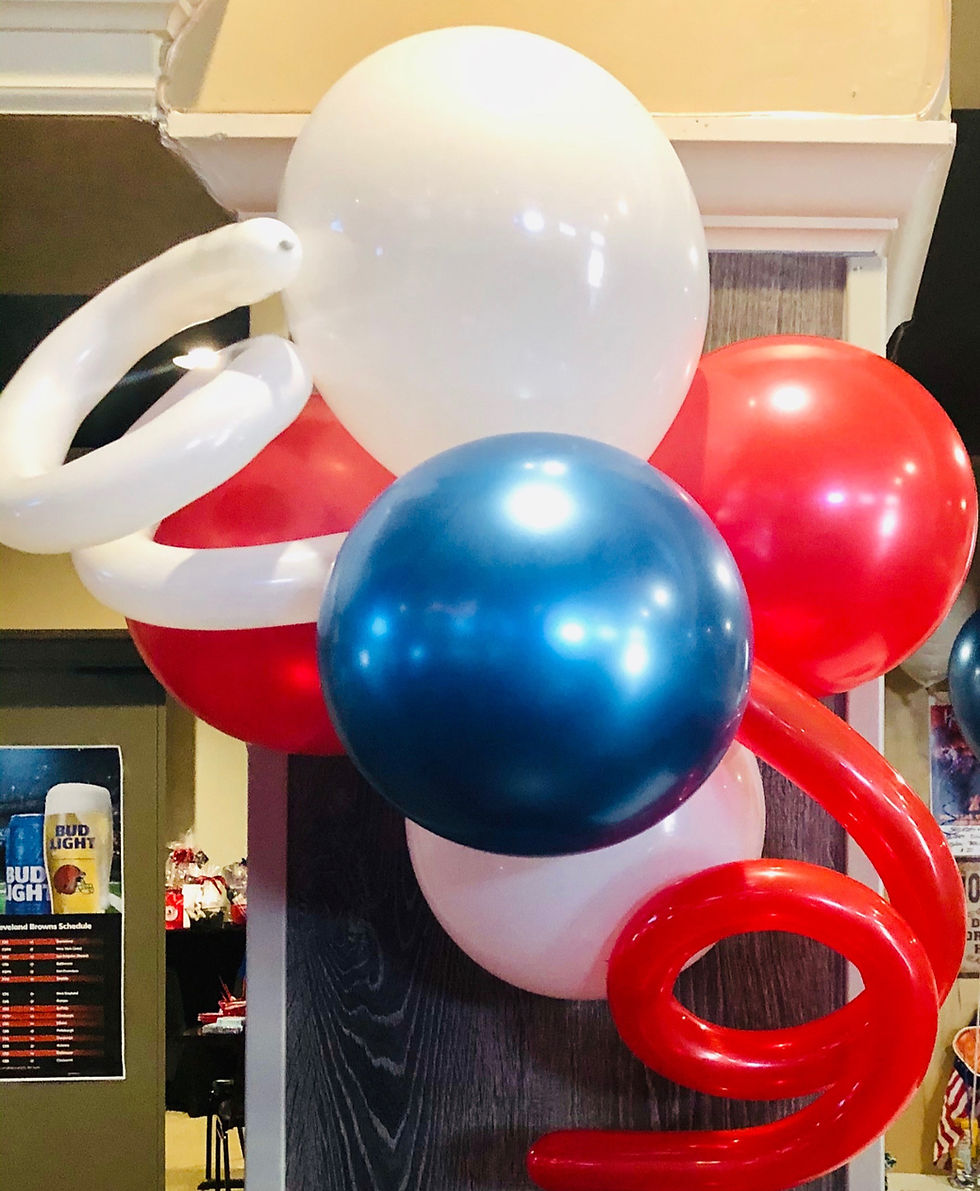 Thumbnail: Balloon cluster. Colors: white, blue, red