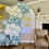 Thumbnail: Balloom garland. Colors: baby blue, white. White backdrop with "we are over the moon" and a golden moon mylar balloon
