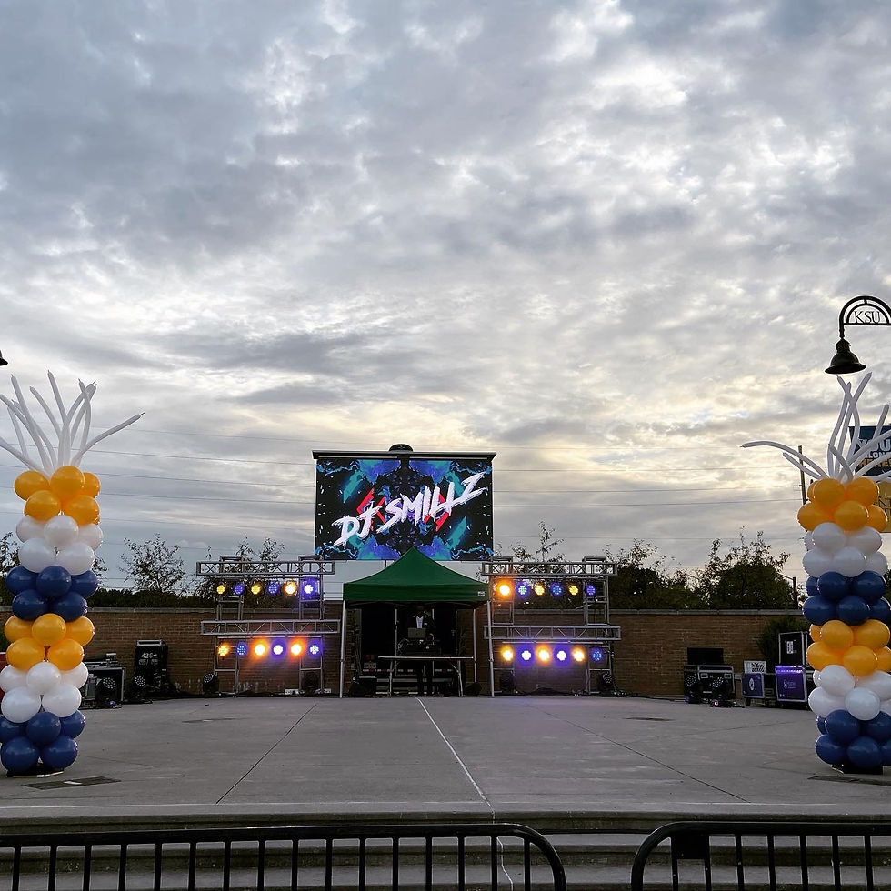 Thumbnail: Concert area with 2 big balloon pillars and a "DJ SMILLZ" poster
