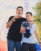 Performer with photographer on stage