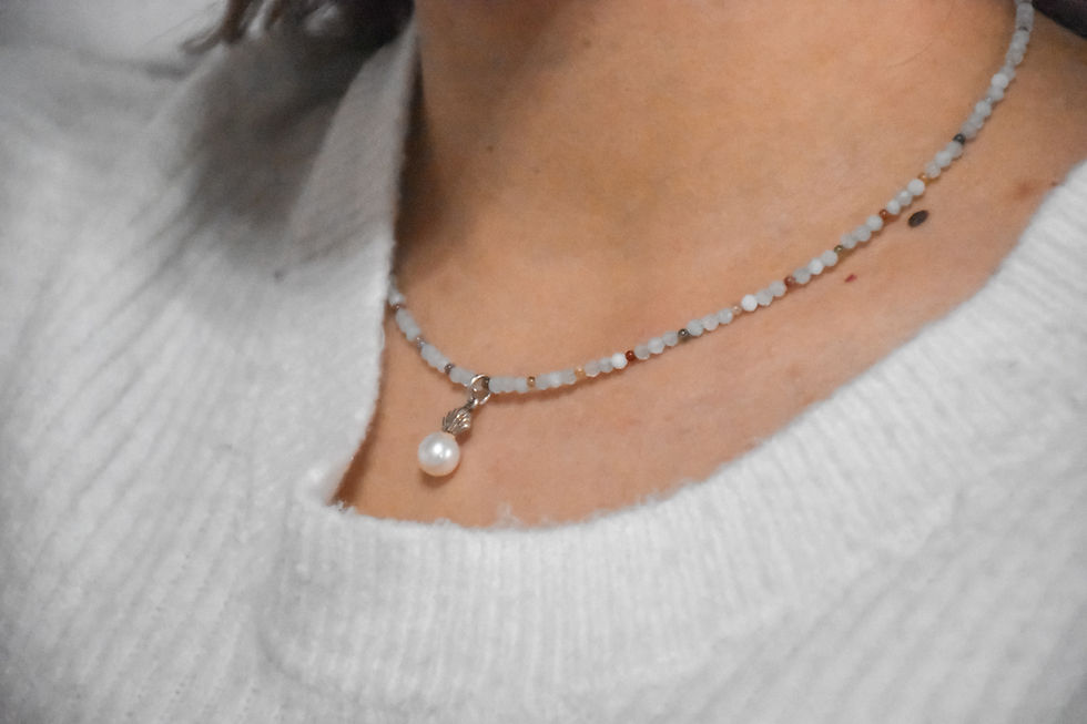 Miniatura: Collar de Aguamar y Piedras Naturales