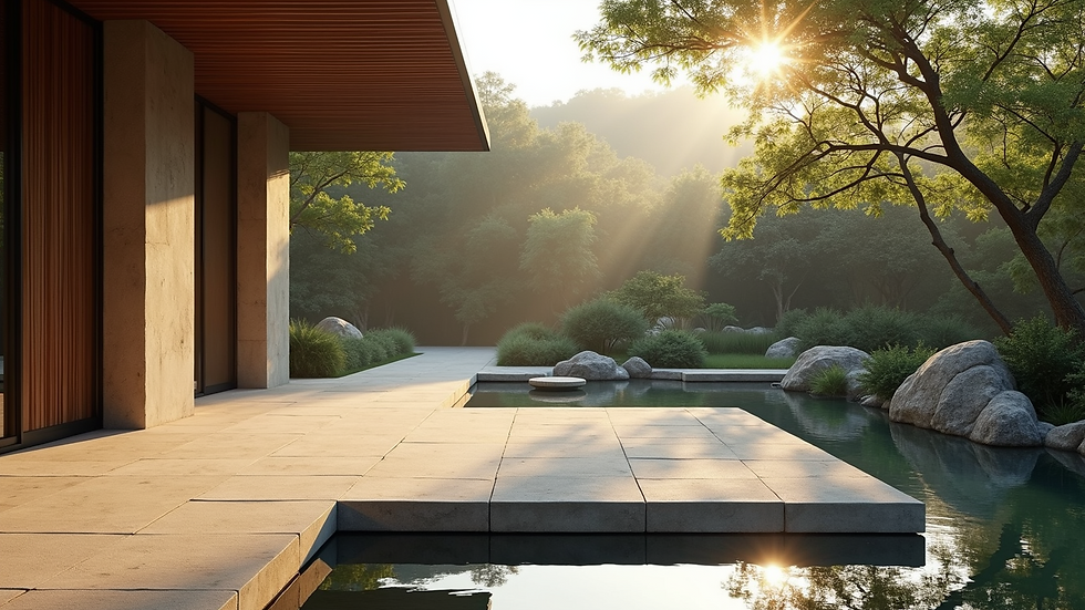 High angle view of a tranquil outdoor meditation space