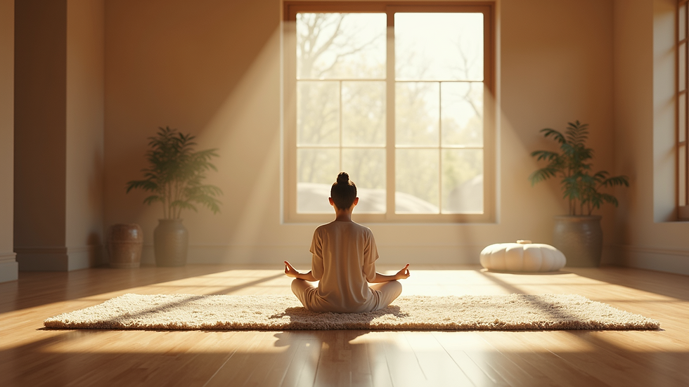 Eye-level view of a serene meditation space