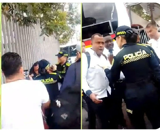 #Medellín / Forcejeo entre conductores de Bus y policías en la terminal del norte 