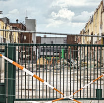 Exterior view of the former Opel Plant I in Bochum during demolition, documenting the transformation of a historic industrial site.