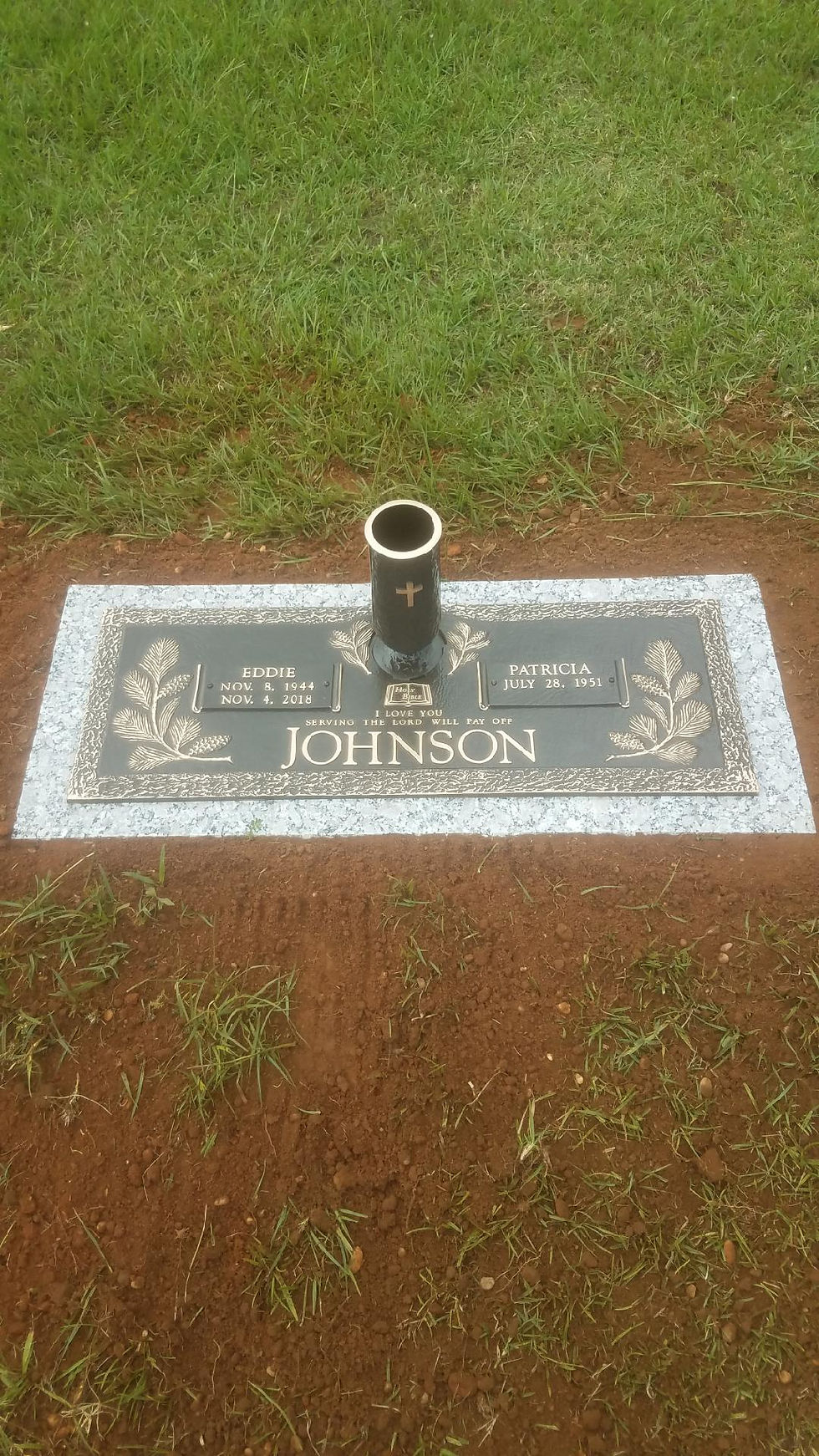 Thumbnail: DOUBLE 36 X 13  COMPANION MONUMENT & VASE /PHOTO