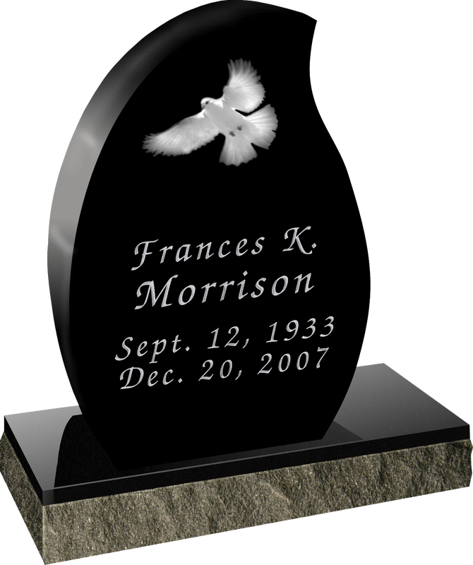 Thumbnail: Black Custom Etched  Teardrop  Monument  Combo