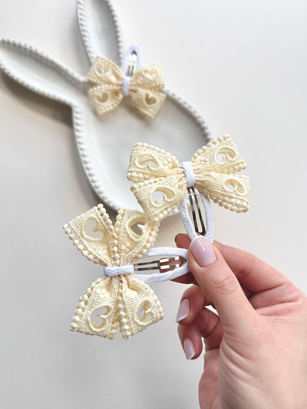 Thumbnail: Sweet Heart Ribbon Bow Clip in Lemon
