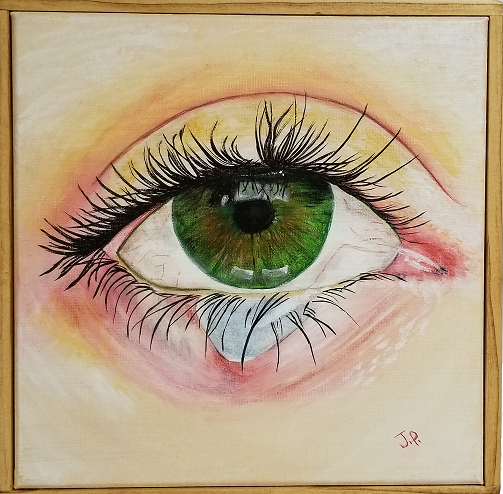 Thumbnail: Green Eye Painting Framed 10" x 10"