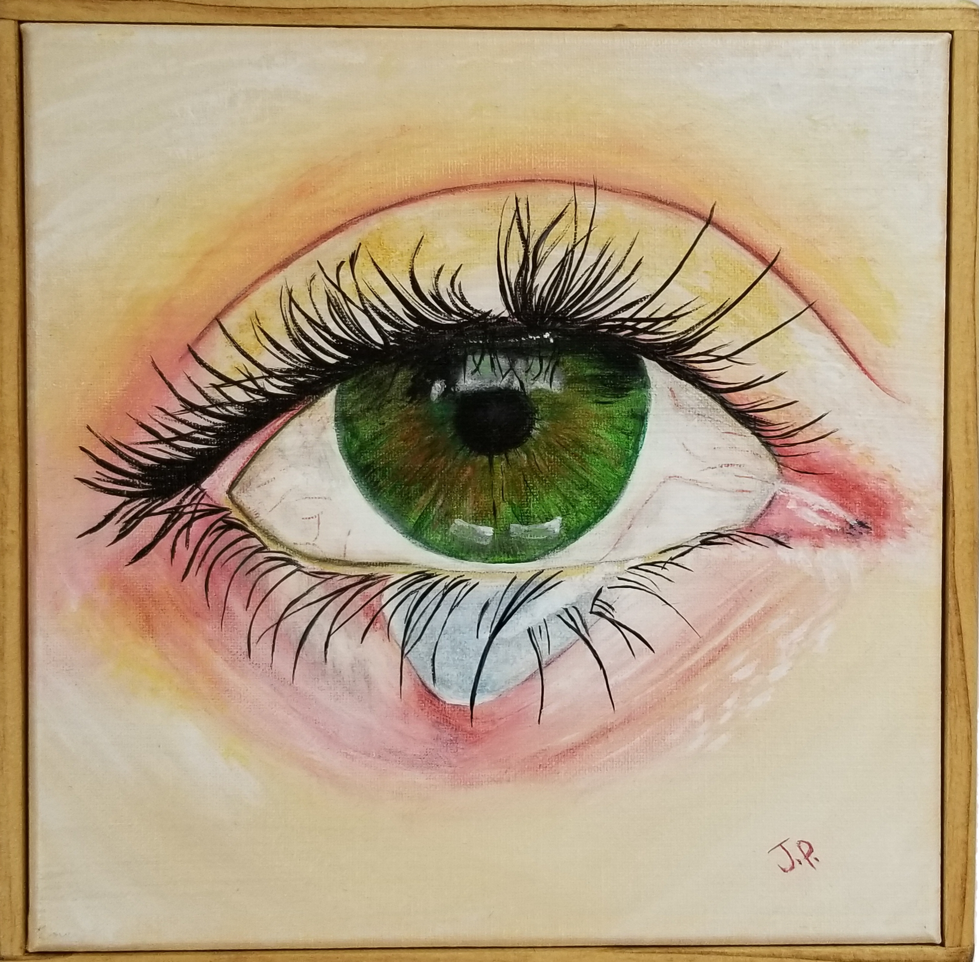 Green Eye Painting Framed 10" x 10"