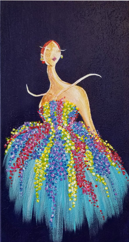 Girl light blue dress Painting 10"x 20"