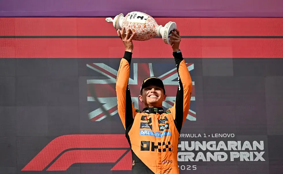 Lando Norris celebrates the victory at the Hungarian Grand Prix in Budapest, Hungary (Photo by: AFP)