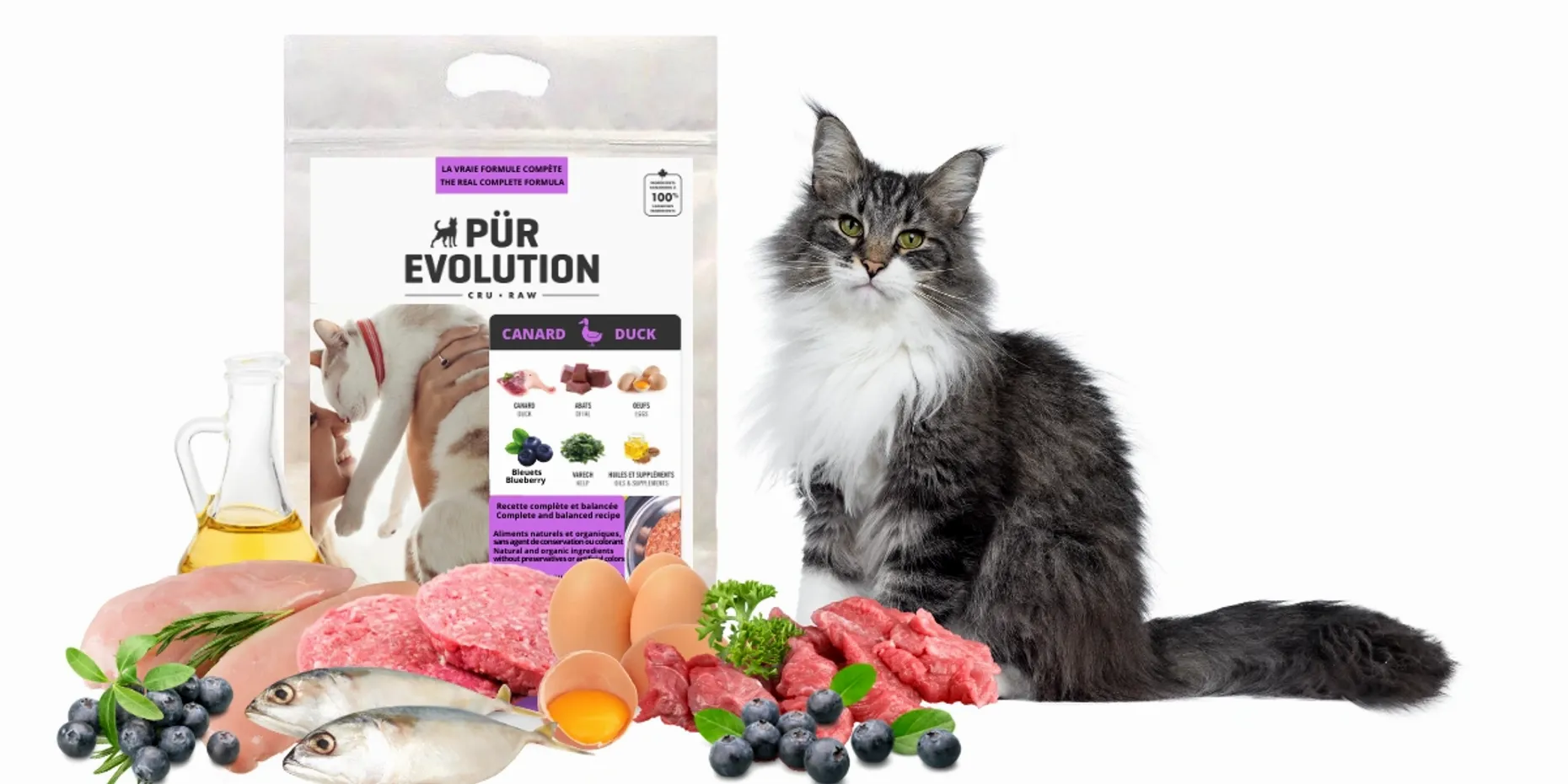 Nourriture cru pour chat  Pür Evolution canard