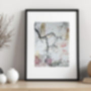 Tableau zen contemporain, branche se découpant sur un fond clair avec des touches de rouge et de gris