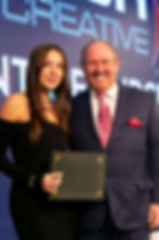 2024 Bish Scholarship recipient Tatum Andreeta (LIM College) with Jerry Fox at the PAVE Gala
