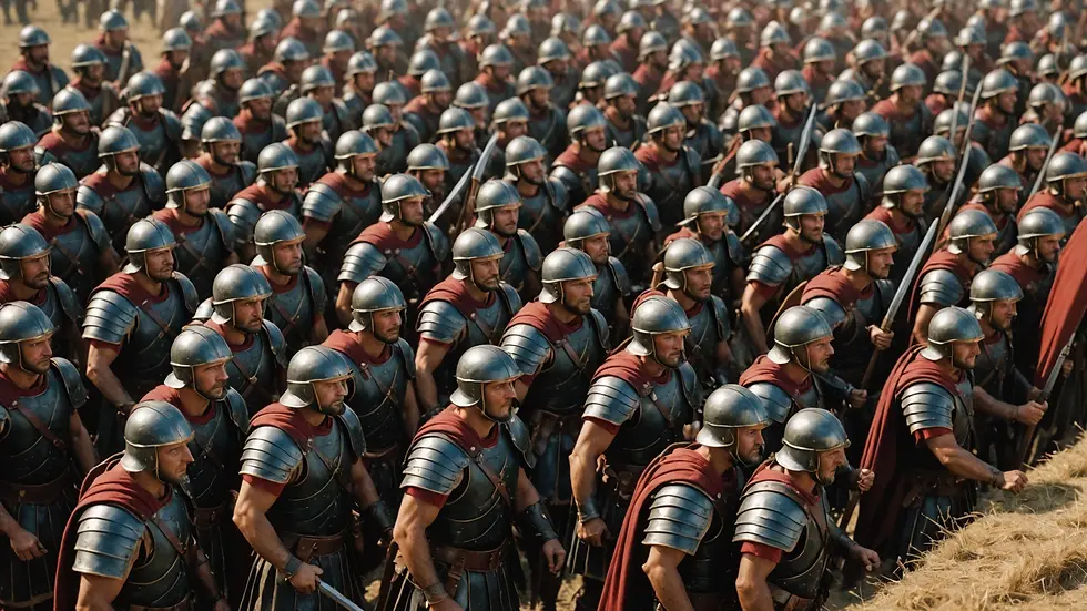 Eye-level view of a detailed Roman army formation
