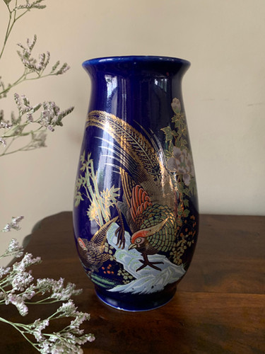 Blue Pheasant Decorative Japanese Vase | Arashi House