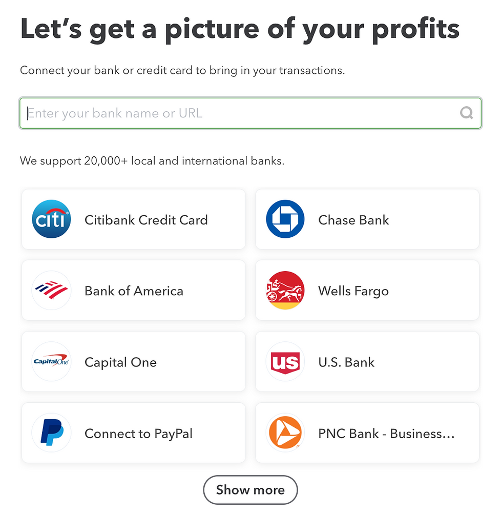 Add bank accounts and credit cards in Quickbooks Online