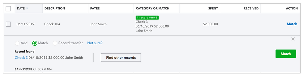 Bank matches and bank rules in Quickbooks Online
