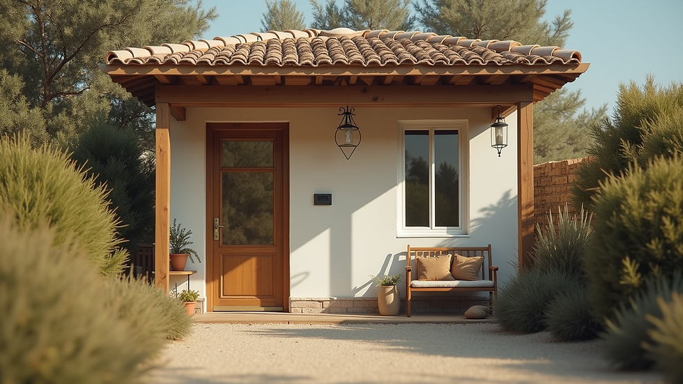 Close-up of a simple, welcoming shelter exterior