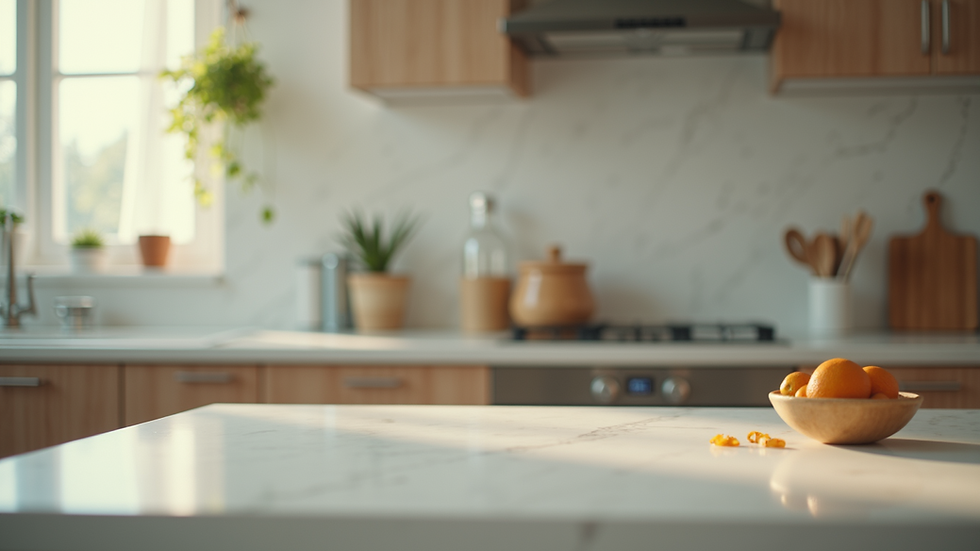 Close-up view of a decluttered kitchen counter