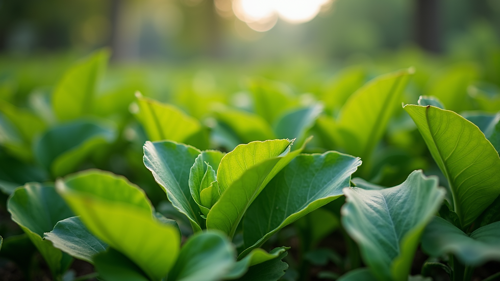 Close-up view of vibrant leafy greens in a garden bed