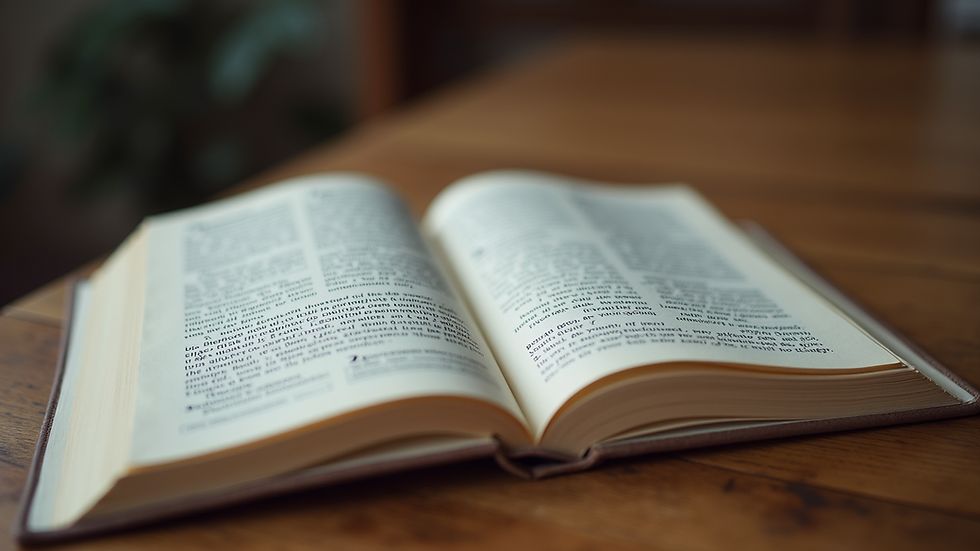 Eye-level view of a journal with an open page