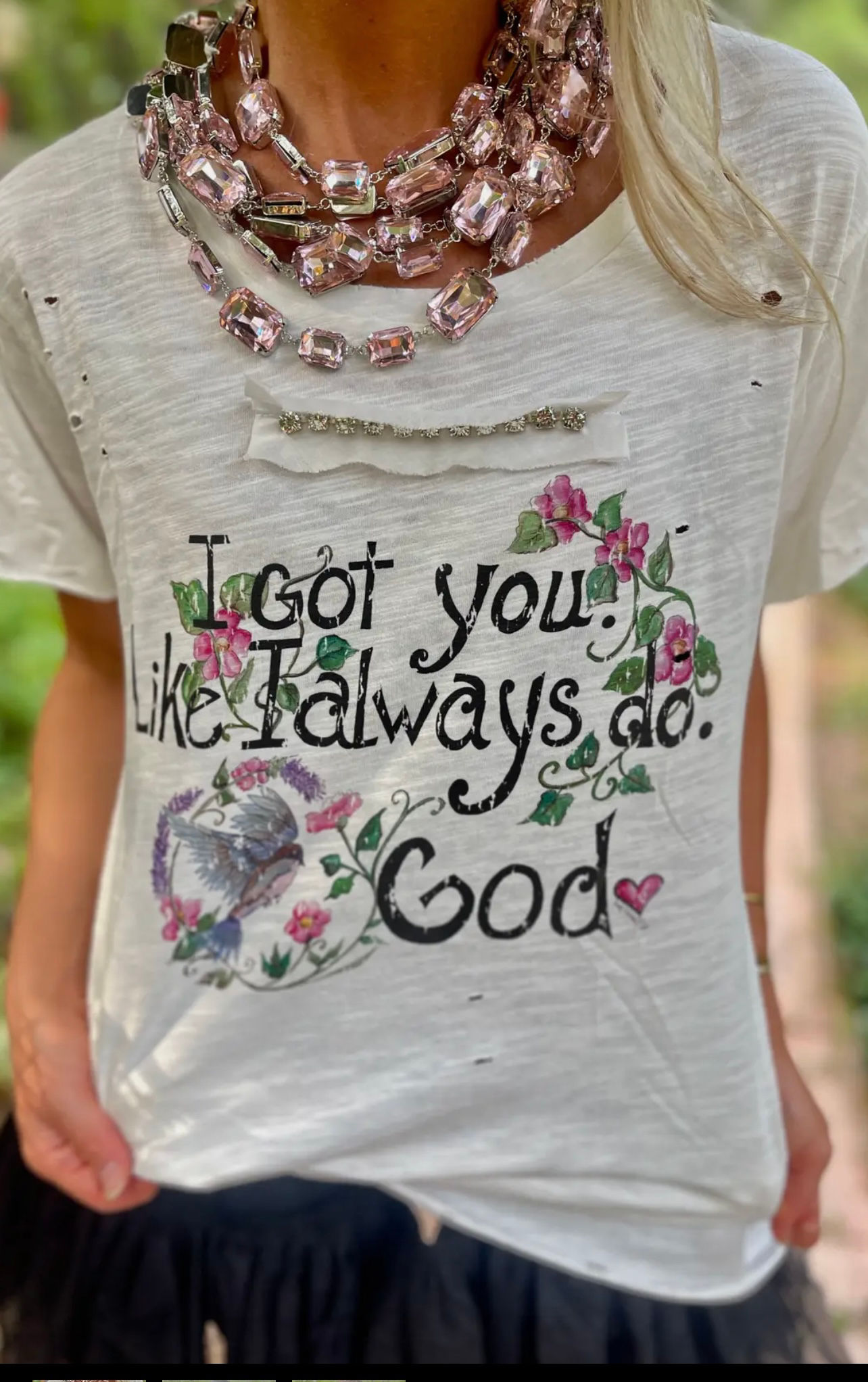A Rare Bird Embellished Tattered Tee
