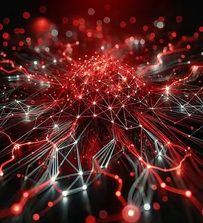 DALL·E 2025-03-01 19.25.03 - A futuristic neural network visualization in a red and black 