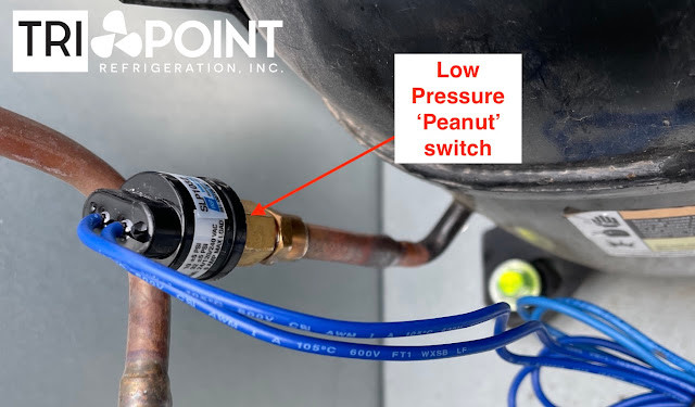 peanut pressure control on low pressure side of compressor refrigeration system