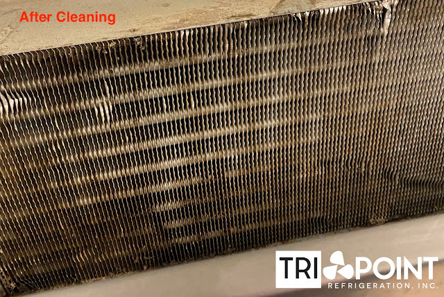 clean condenser on refrigeration reach in cooler