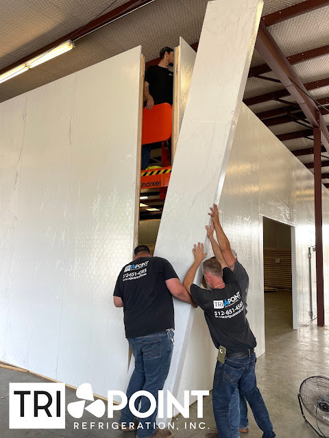 Tri-Point installing a large walk in cooler in Austin, Texas