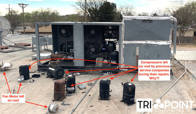 refrigeration equipment left on customers roof