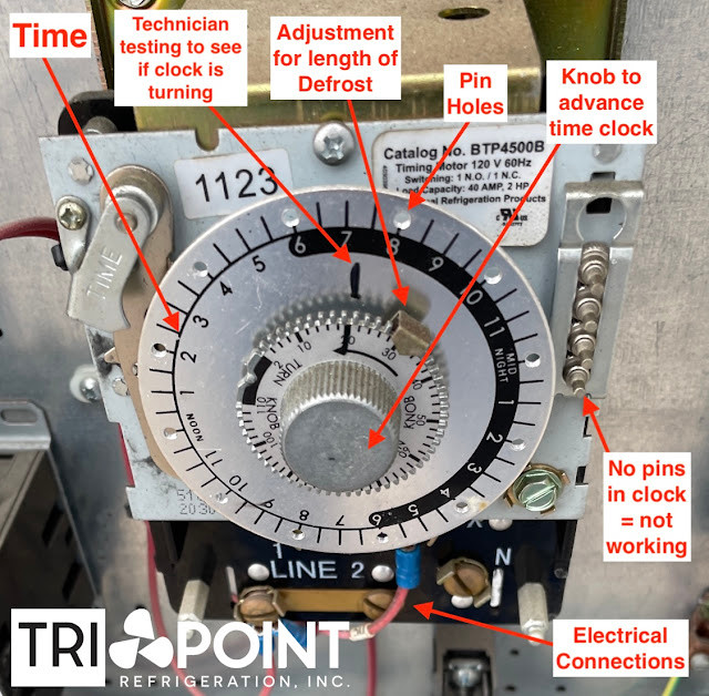 Refrigeration cooler & freezer defrost time clock
