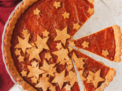 Crostata con frolla al miglio e confettura di zucca e amaretti
