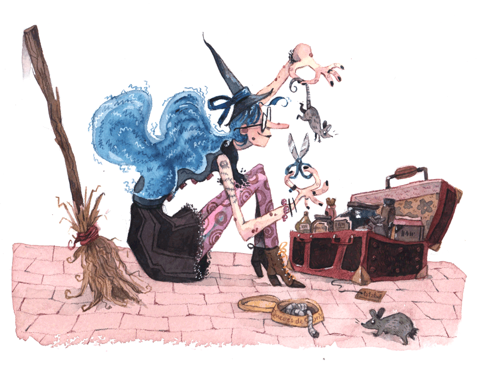Illustration sorcière aquarelle