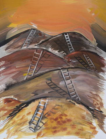 Artist Deborah Wasserman, The Road Less Traveled drawing, Ink and acrylic on paper 2019