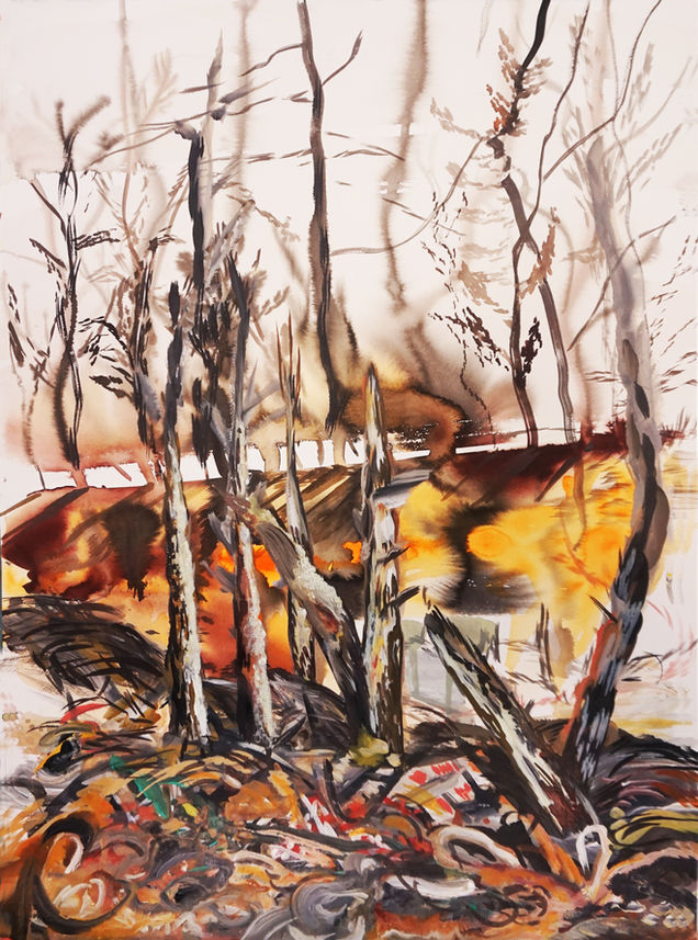 Mid Career Artist Deborah Wasserman is a woman and mother painting visceral landscapes 