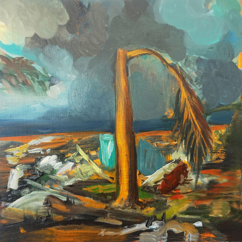 Brazilian landscape painter Deborah Wasserman depicts the aftermath of a storm due to climate change
