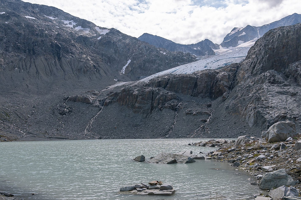 Wedgemount Glacier, seen here with Tupper Lake in the foreground, receded 16.8 metres horizontally in 2025. Photo: Corey Green