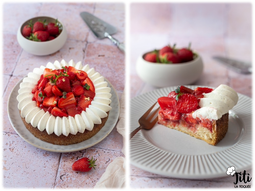 Tarte fraise rhubarbe vanille