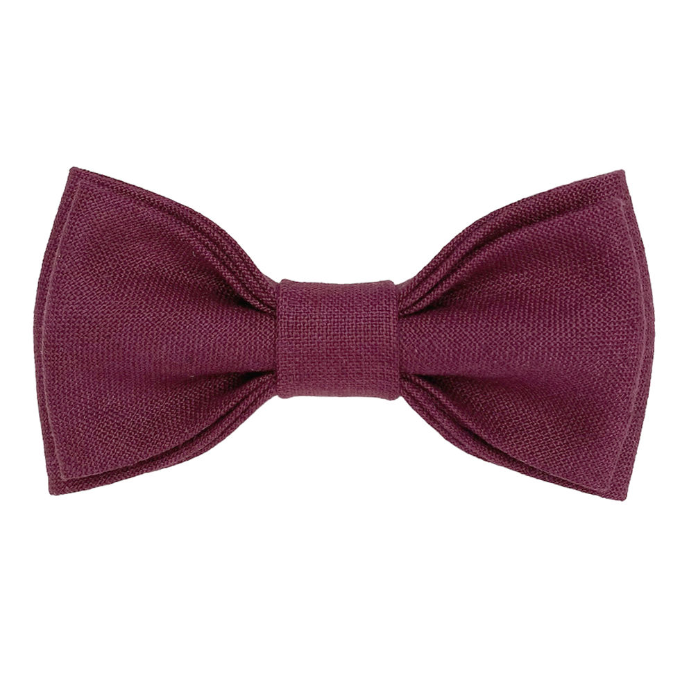 French plum handmade linen bow tie
